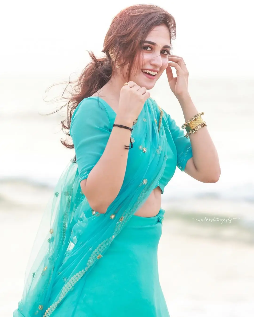 Kannada Actress Rachana Rai Stills in Sky Blue Saree